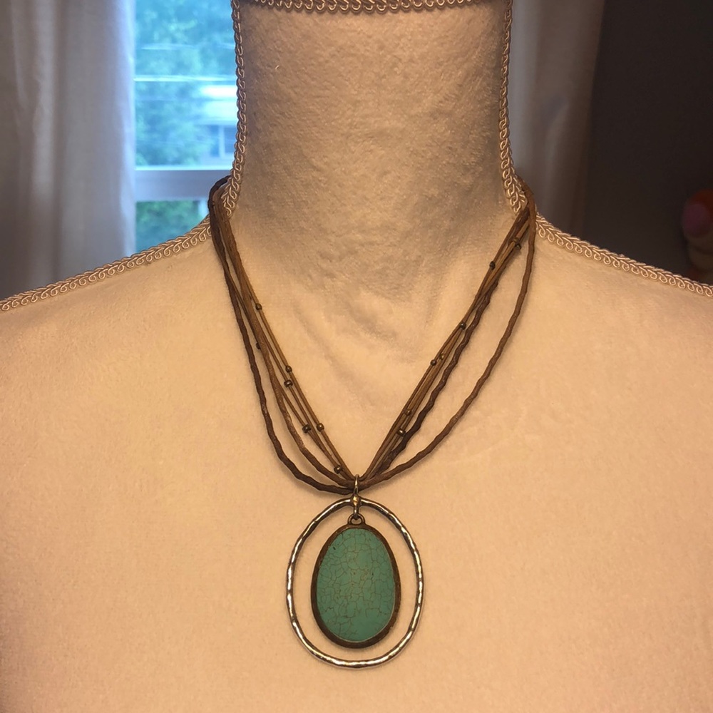 Silpada Turquoise Necklace w leather straps